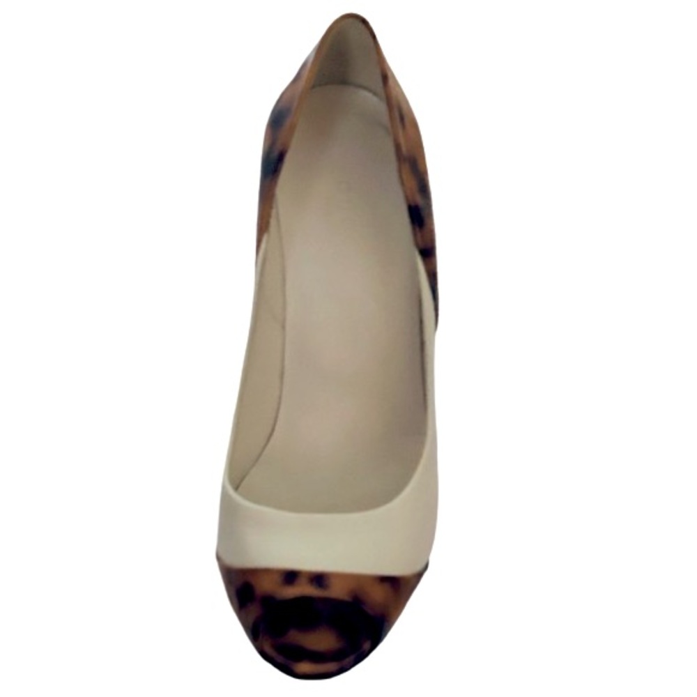 Gucci 5B Tortoise Peep Toe Heels White Cream Brown Brown Pumps Designer Shoes - Picture 5 of 16